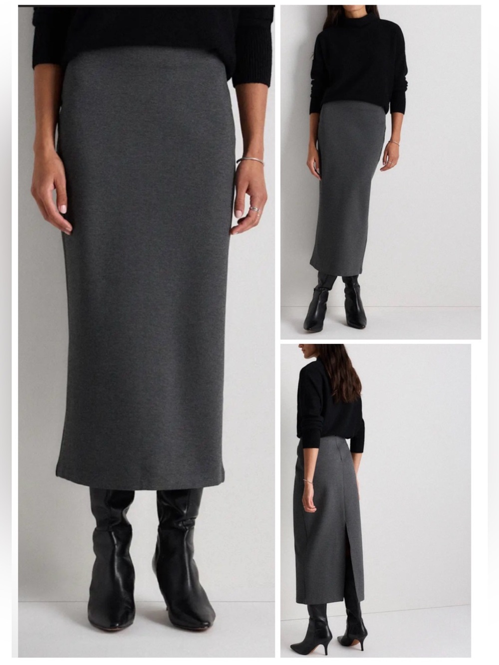 Quince Ultra Stretch Ponte Pencil Skirt Charcoal Grey XS EUC
